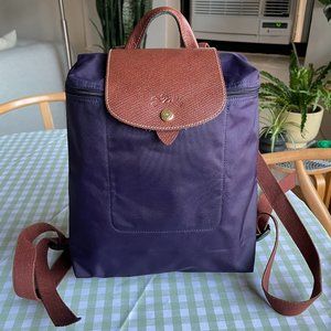 Longchamp Le Pliage Backpack in Bilberry Purple